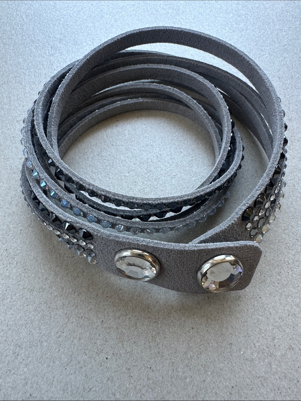 Swarovski Gray Suede Crystal Wrap Bracelet